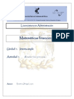 Mat. Fin - U1 - A1 - Ejercicios Interes Simple - 01