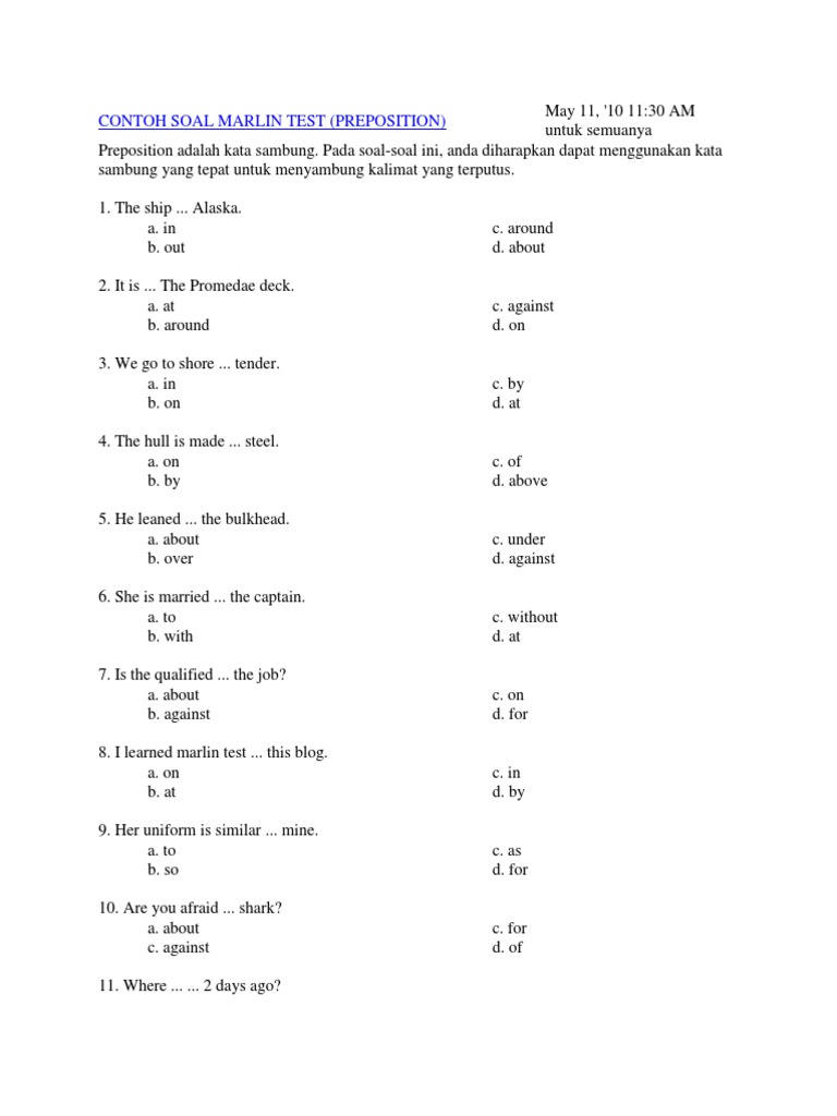 Contoh Soal Marlin Test