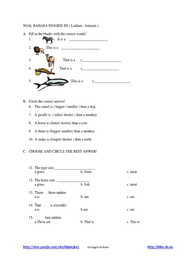 soal essay bahasa inggris kelas 2 sd