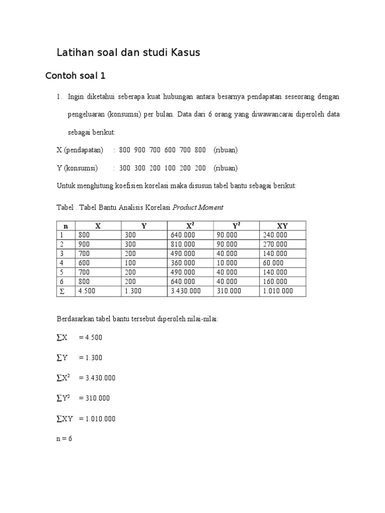 Korelasi Contoh Soal