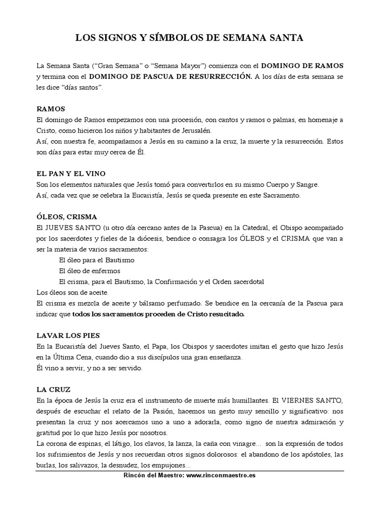 Signos y símbolos de Semana Santa | PDF | Pascua de Resurrección | La ...