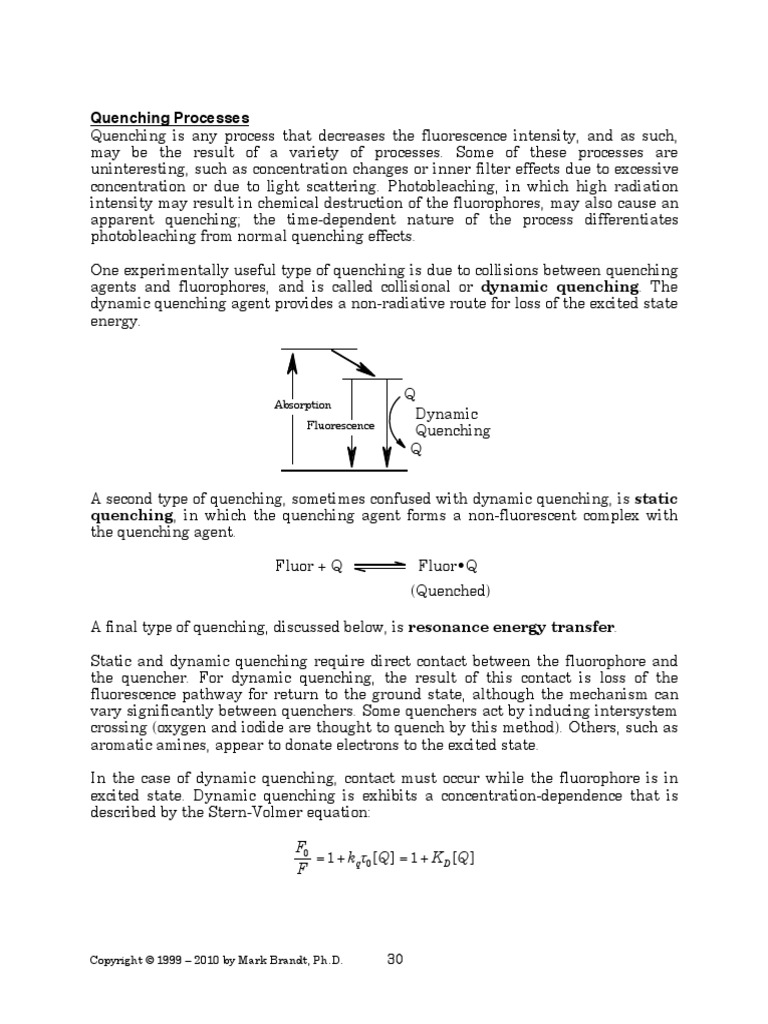 Quenching Processes PDF | PDF | Fluorescence | Spectroscopy