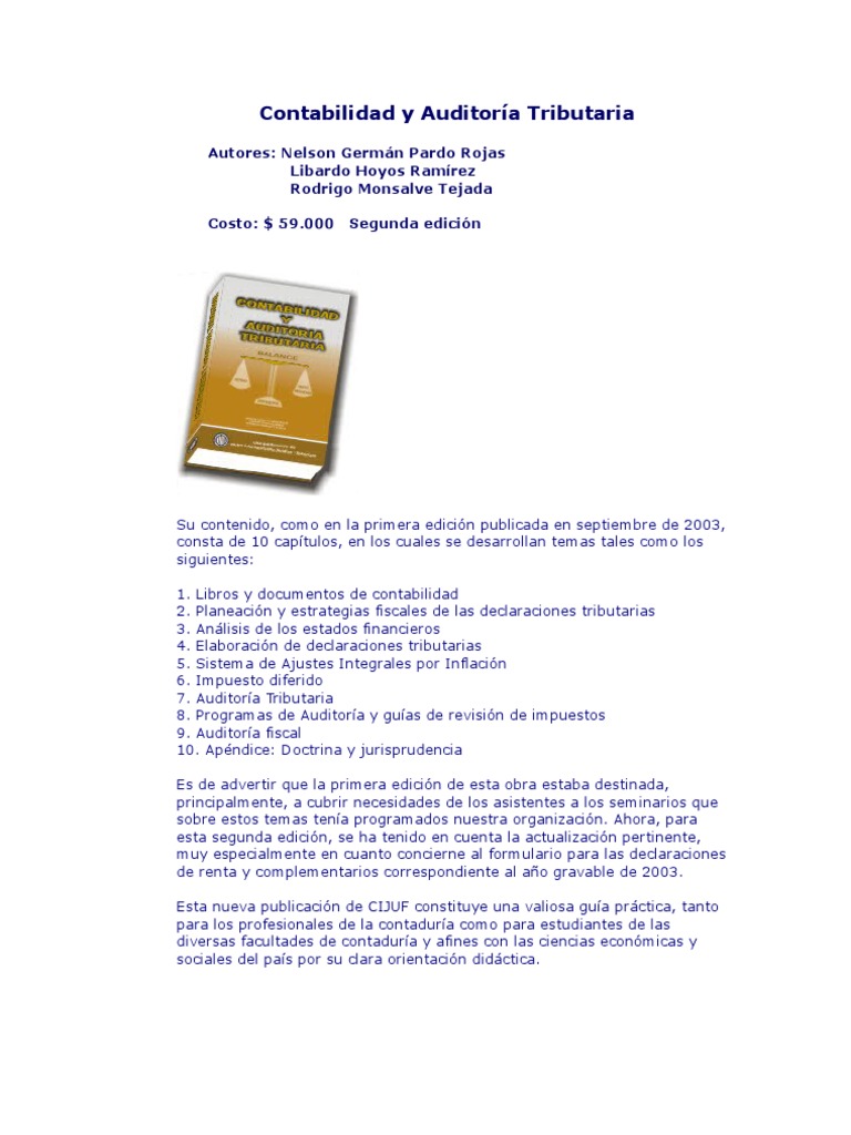 Contabilidad y Auditoría Tributaria | PDF | Contabilidad | Impuestos