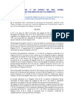 RESOLUCIÓN 17-01-2007 Sobre Cancelación de Inscripcón de Nacimiento