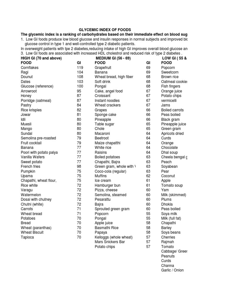 Glycemic Index of Foods Along With Glycemic Loads | PDF | Glycemic Index | Glycemic Load for Free Printable Glycemic Index Chart Pdf