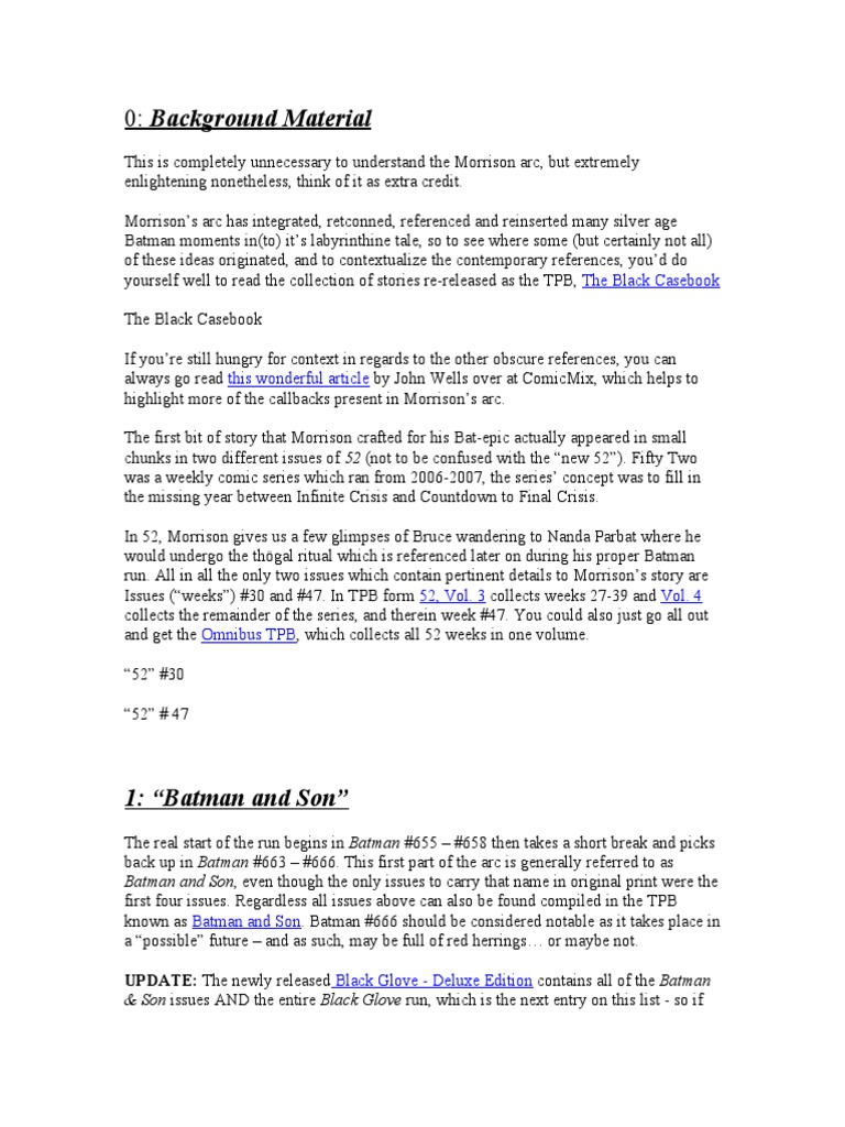 Reading Order For Grant Morrison Batman PDF Batman Dc Comics