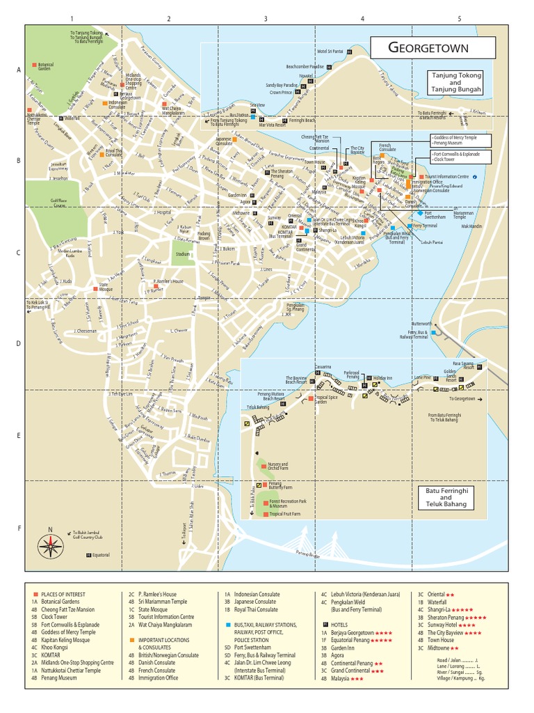 Georgetown Penang Tourist Map | PDF | Travel | Foreign Language