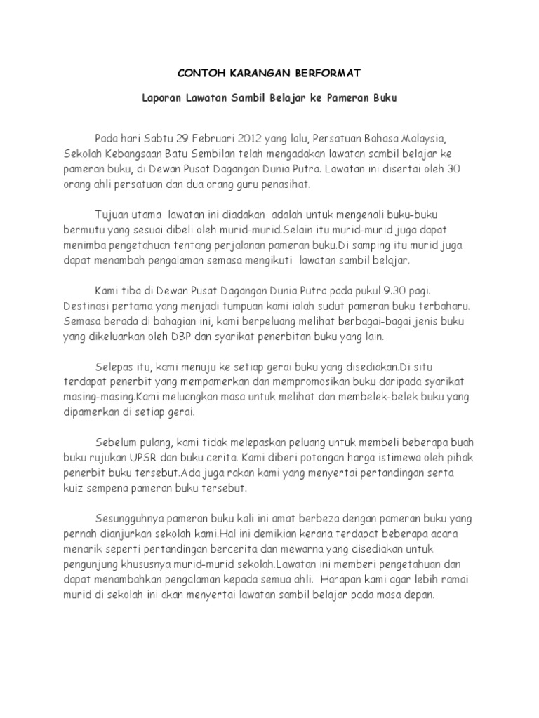 Contoh Karangan Berformat Laporan