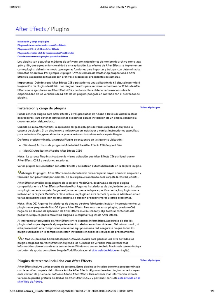 Adobe After Effects - Plugins | PDF | Enchufe (informática) | Adobe Systems