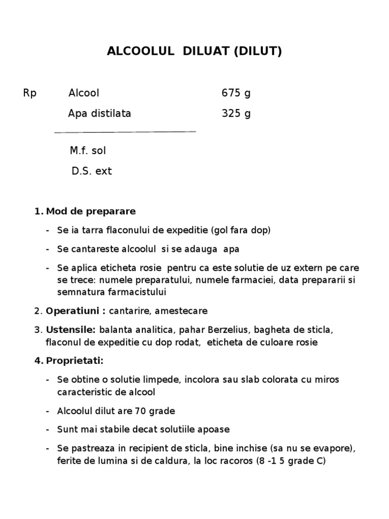 Alcool Diluat Dilut Doc
