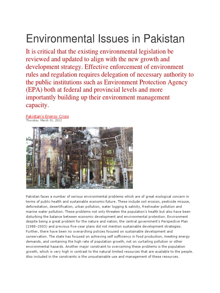 environmental issues in pakistan essay