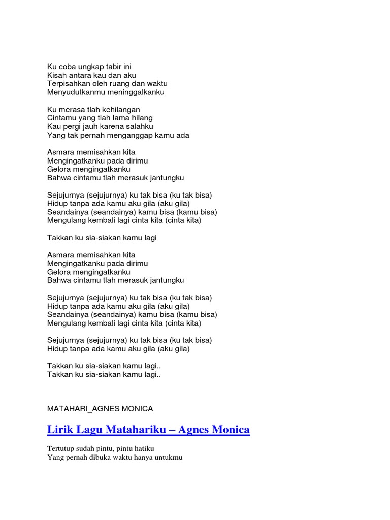 Sejujurnya Ku Tak Bisa Lirik Lagu Kehilangan Firman