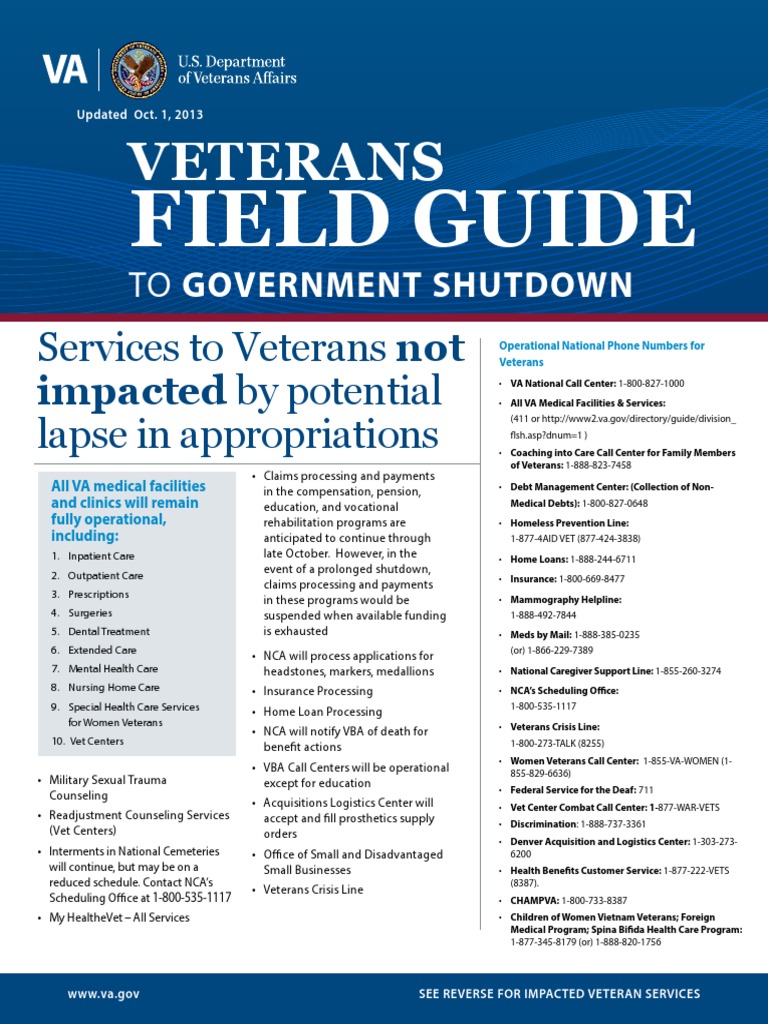 Veterans Services During Government Shutdown | PDF | Veterans Health ...