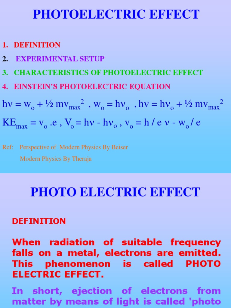 Key Equation: Einstein's Photoelectric Equation