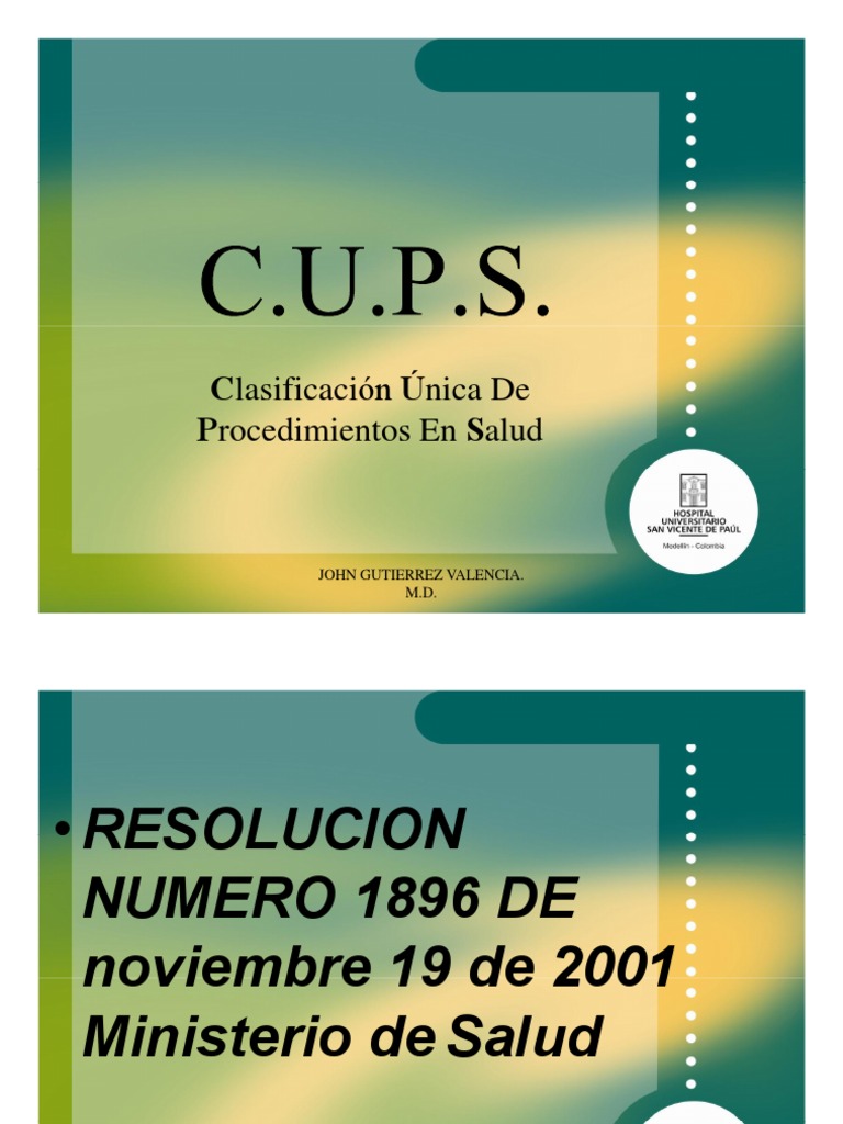 Clasificación CUPS en Salud en Colombia | PDF