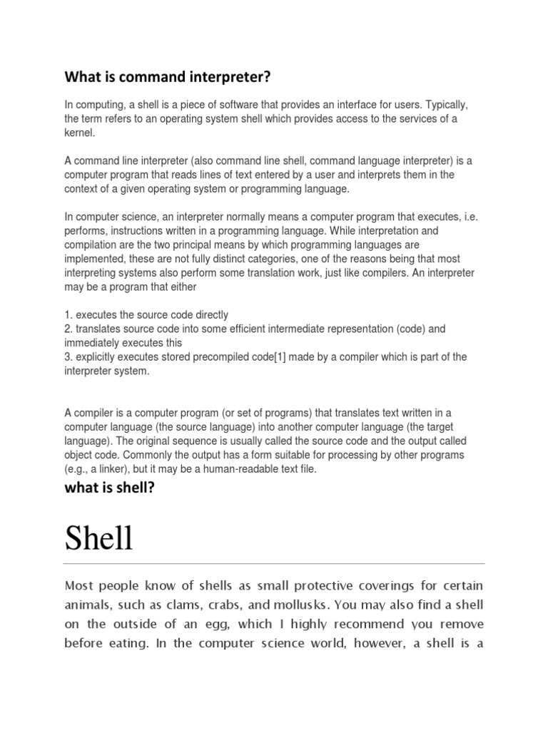 What Is Command Interpreter | PDF | Source Code | Operating System