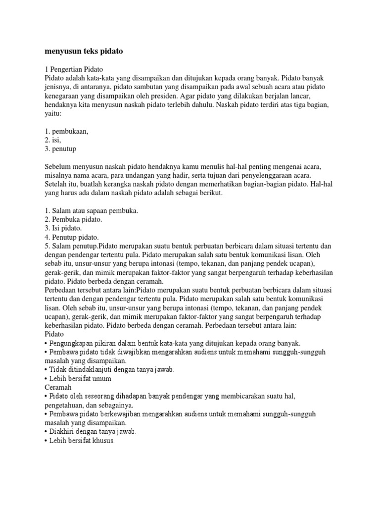Menyusun Teks Pidato