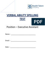 Verbal Ability Spelling Test: Position - Executive Assistant