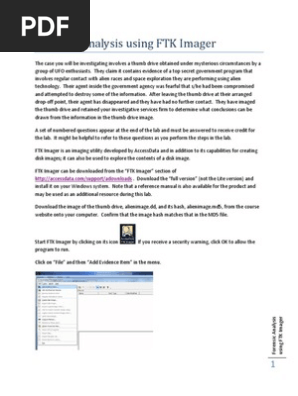 Forensic Analyses With Ftk Imager Pdf Portable Document Format Computer File
