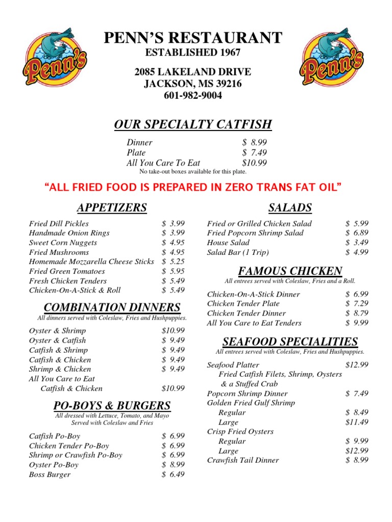 Penns Restaurant Lakeland Menu PDF Coleslaw Salad