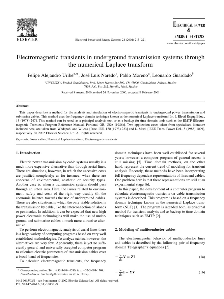 Electromagnetic Transients in Underground Power Systems With Inverse ...