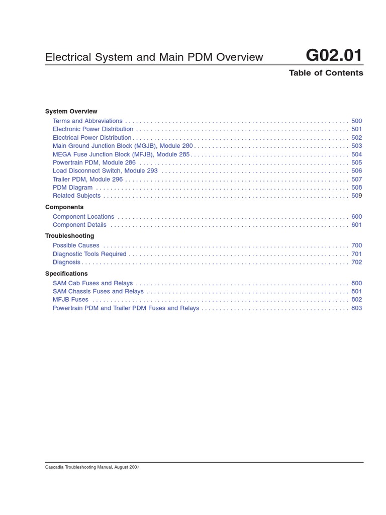 Cascadia Electrical System And Main Pdm Overview Electrical