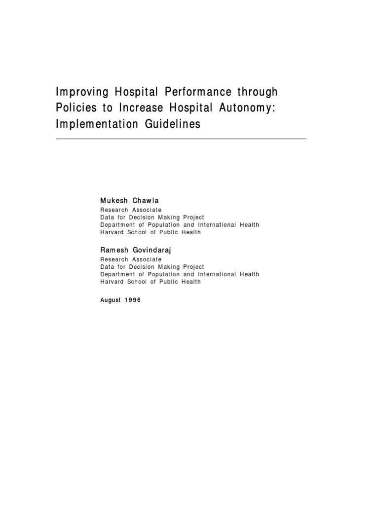 Improving Hospital Performance | PDF | Autonomy | Patient