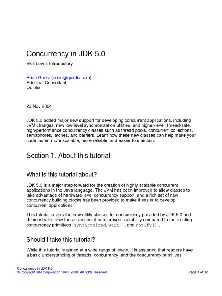 Java Concurrent Package Tutorial | PDF | Thread (Computing) | Java ...