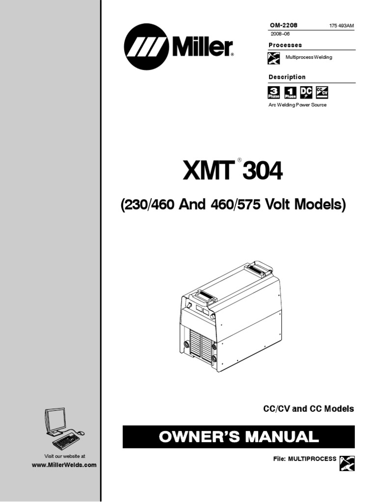 Catalogo de Maquina de Soldar Marca Miller XMT 304 CC CV MA410427A (2