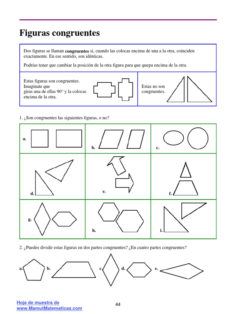 Geometria 1 Figuras Congruentes | PDF | Artes del Lenguaje y Comunicación |  Métodos y materiales de enseñanza, image size:768x1024