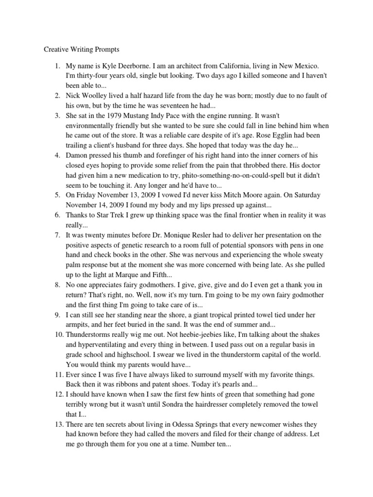 Creative Writing Prompts | Leisure