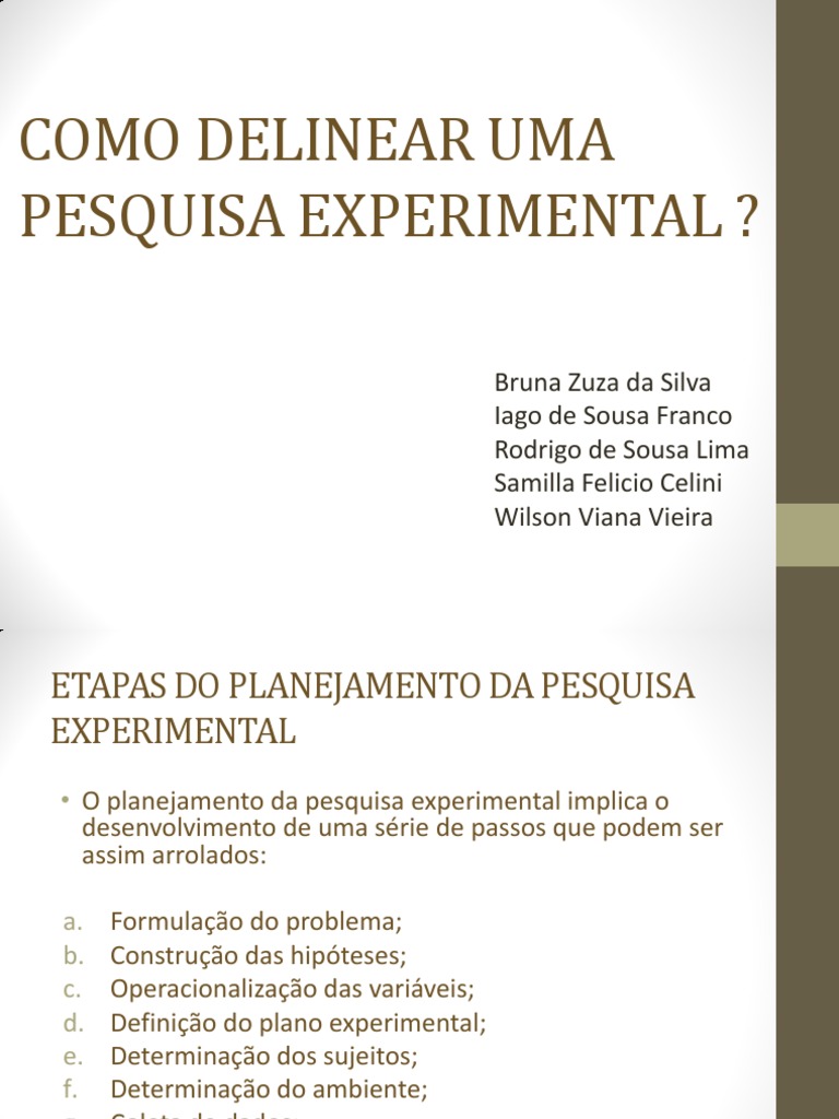 Etapas da Pesquisa Experimental | PDF | Experimento | Interações de ...