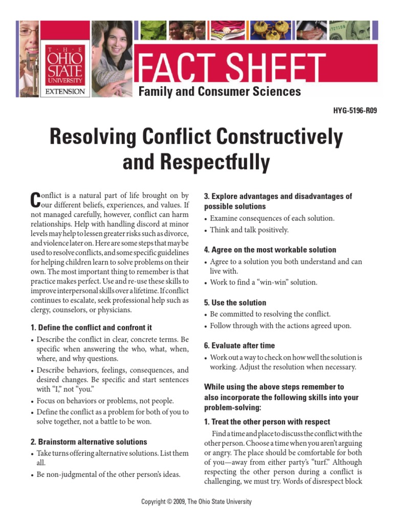 Resolving Conflict Constructively and Respectfully: Family and Consumer ...