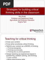 Strategies for Building Critical Thinking Skills in the Classroom Critical Thinking Pres Nebraska 2009