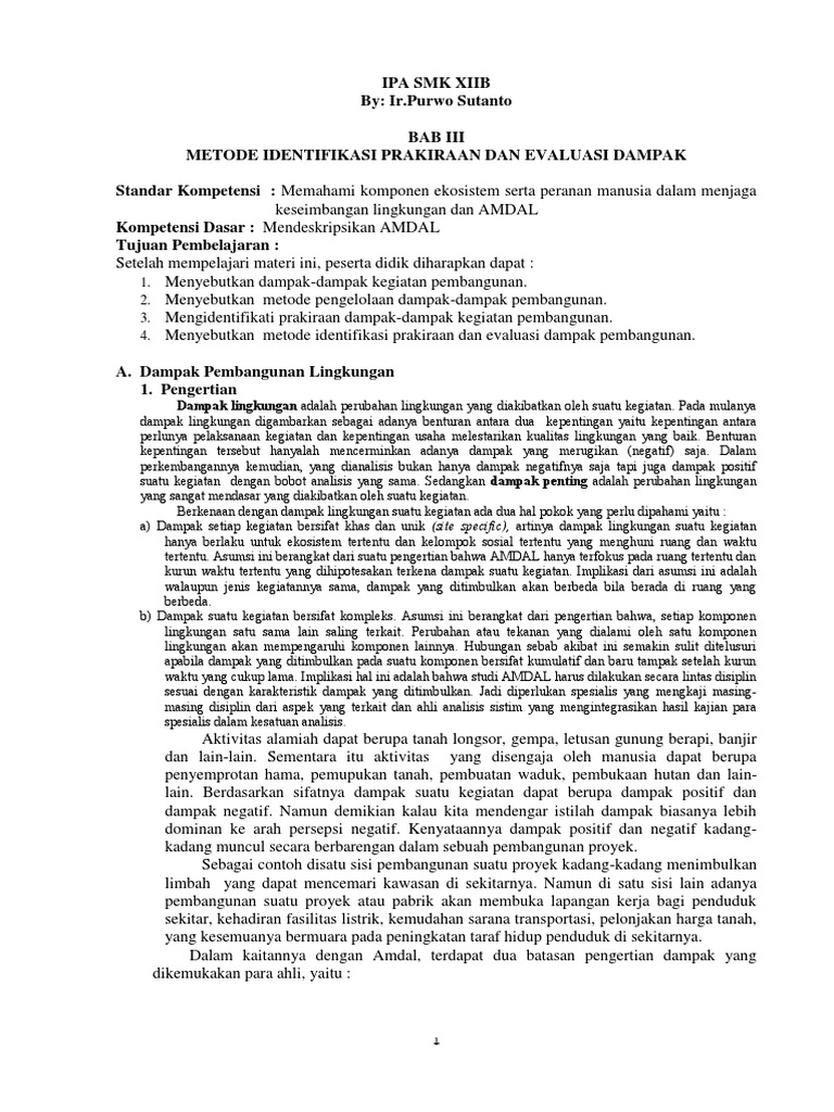 Metode Identifikasi Prakiraan Dan Evaluasi Dampak