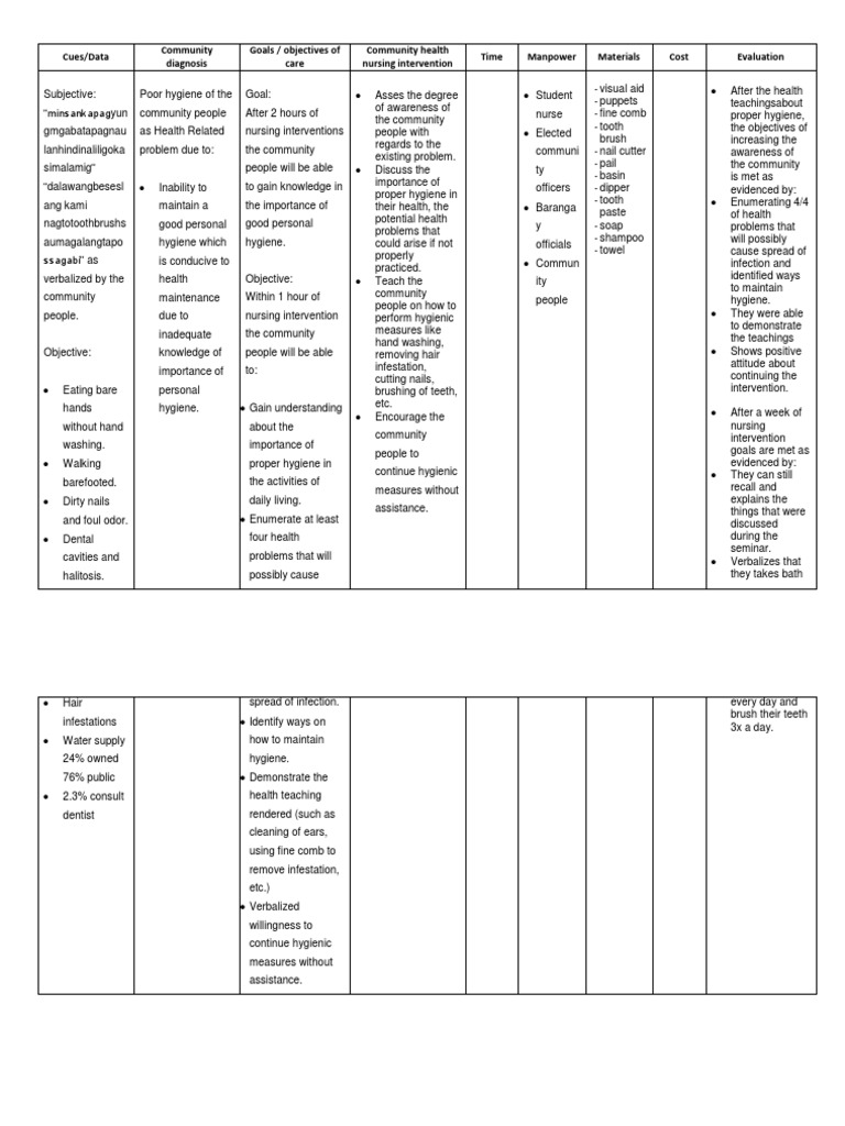 Community Hygiene Improvement Plan | PDF | Hygiene | Hand Washing