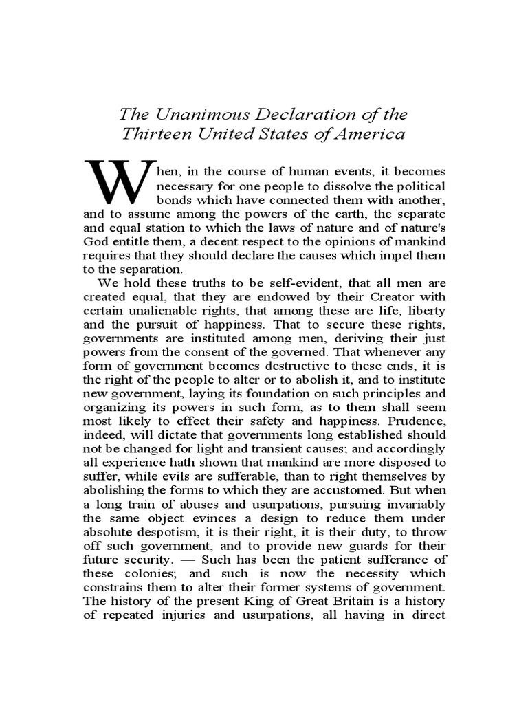 Declaration of Independence Summary | PDF | Natural And Legal Rights ...