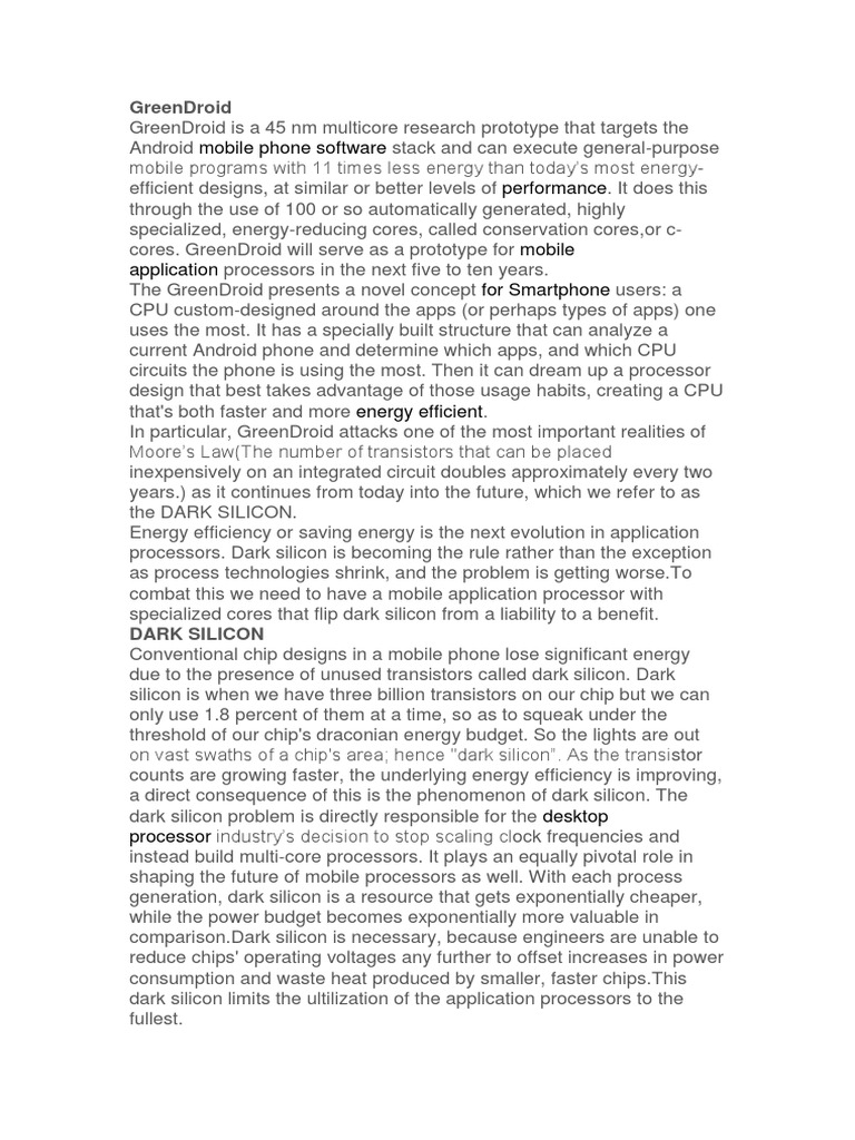 Mobile Phone Software Performance: Greendroid | PDF | Multi Core ...