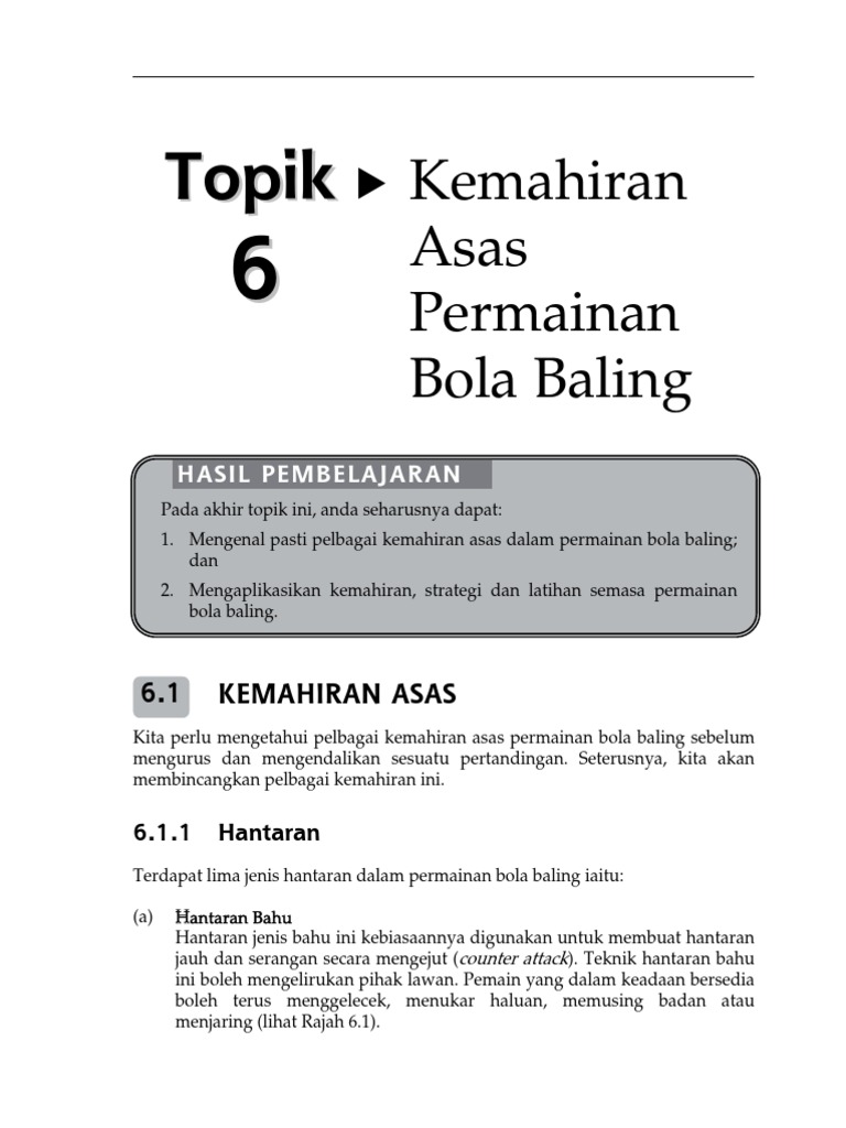 Topik 6 Kemahiran Asas Permainan Bola Baling