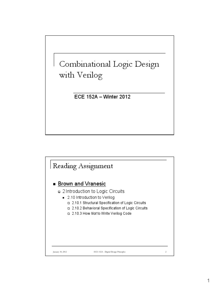 L5 - Combinational Logic Design With Verilog | PDF