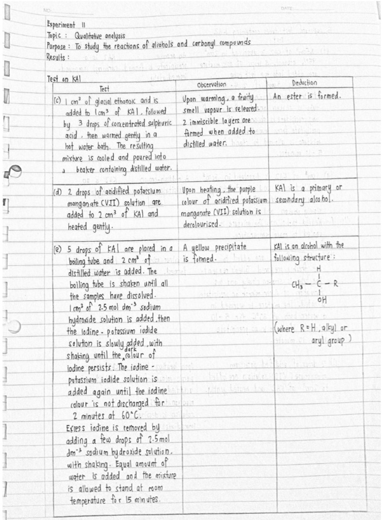 Chemistry STPM Experiment 11 Qualitative Analysis (Third Term