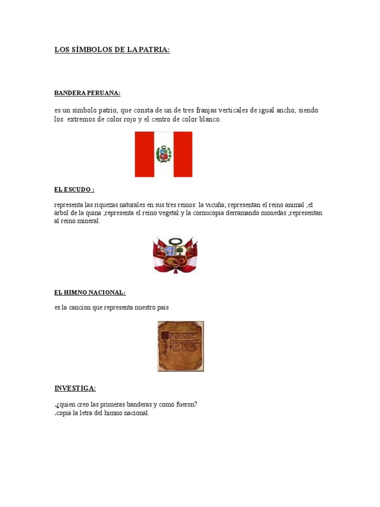 Símbolos Patrios del Perú: Bandera, Escudo y Himno | PDF