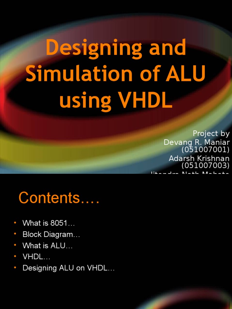 ALU Design and Simulation in VHDL | PDF | Vhdl | Hardware Description ...