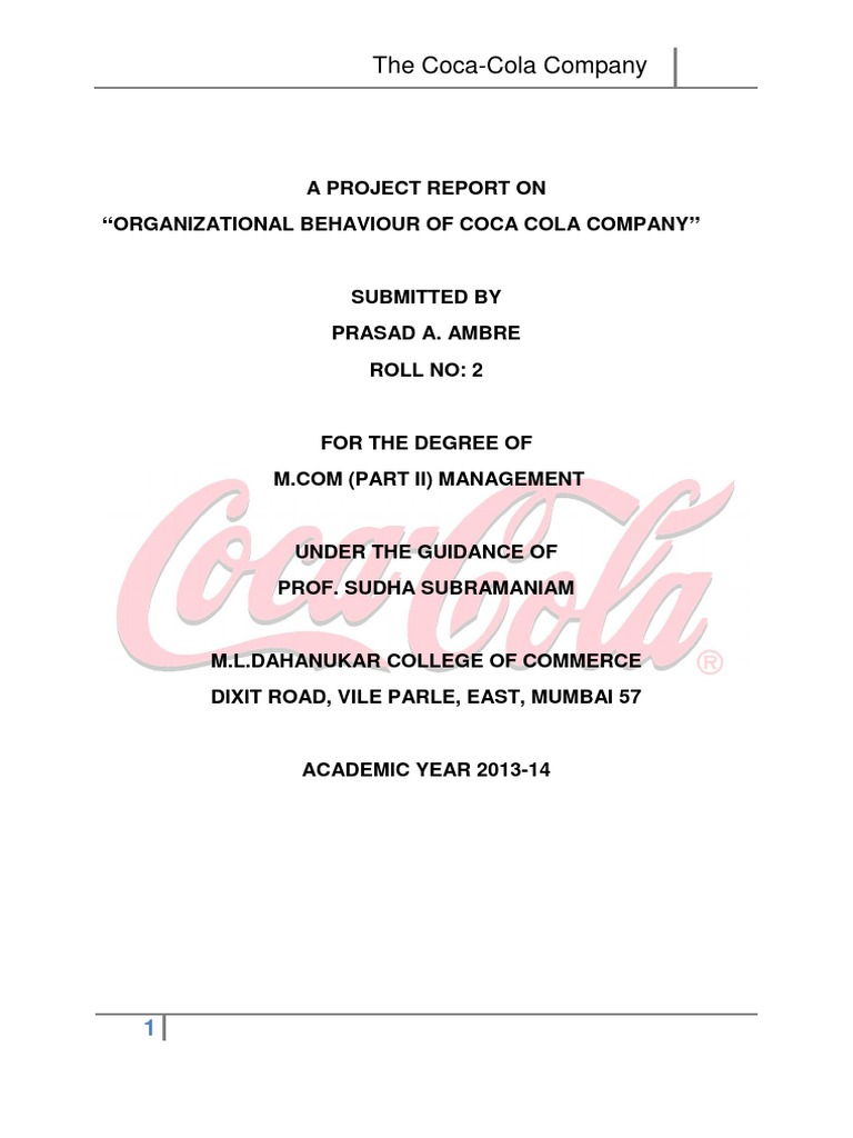 37483762 Organizational Structure of the Coca Cola Company | The Coca