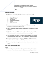 Format of Lesson Plan: Thinking Questions
