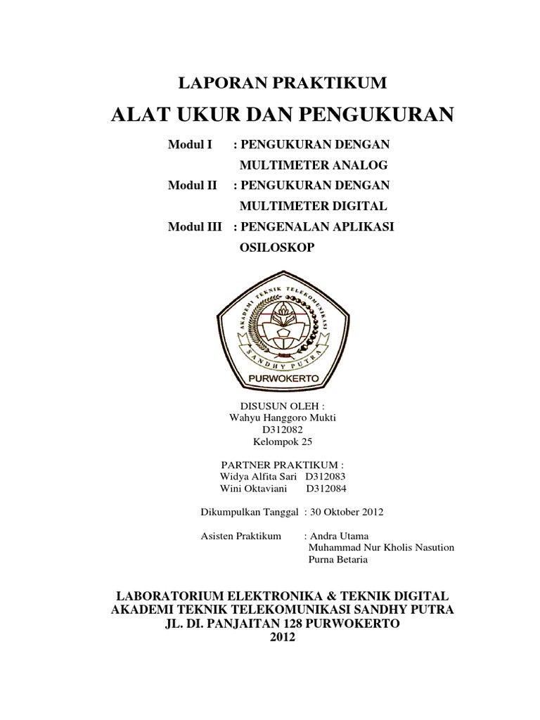 Laporan Praktikum Alat Ukur - D312082 | PDF