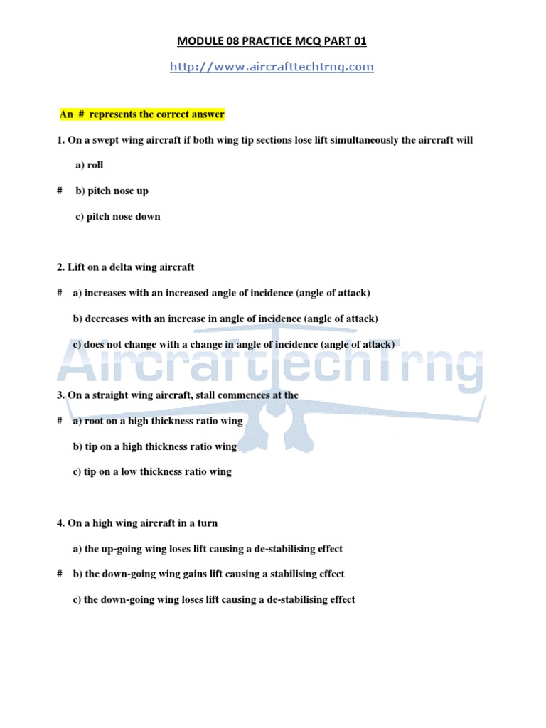 Aircraft Flight Mechanics MCQs | PDF
