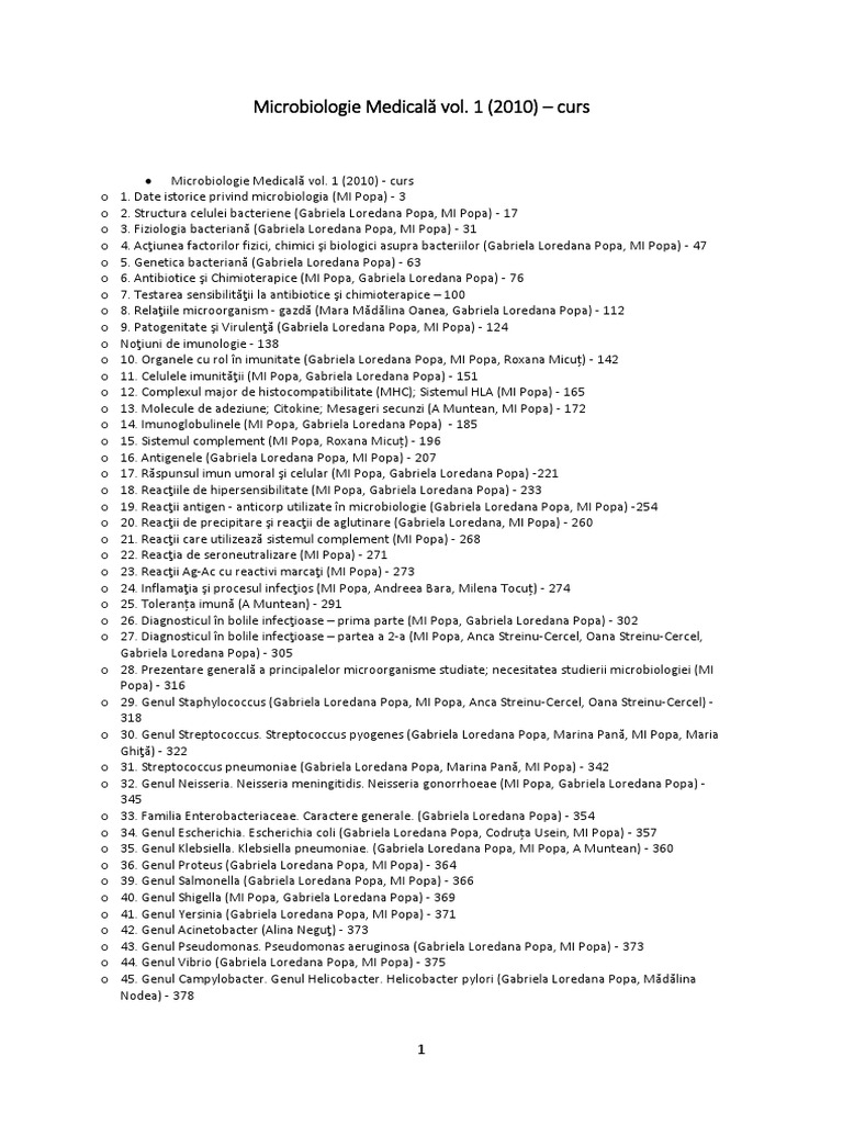 Microbiologie Medicală Vol PDF Mircea Popa | PDF