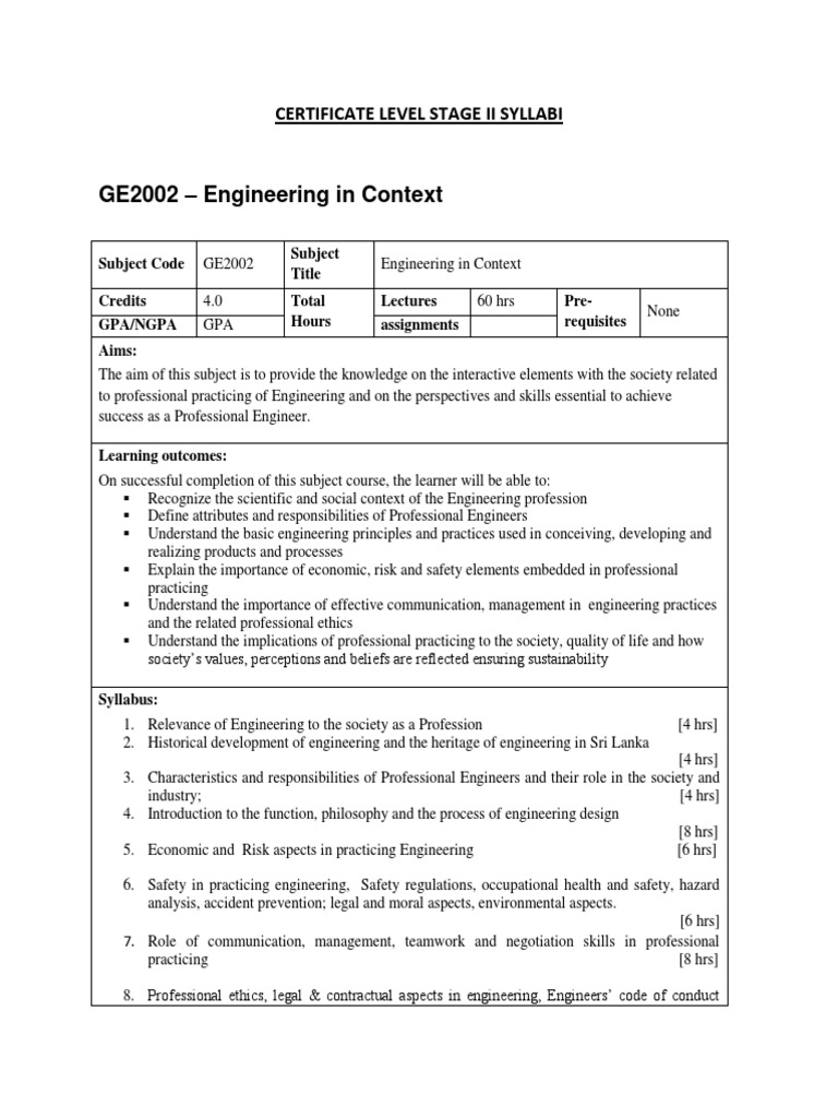 Engineering in Context Syllabus | PDF | Numerical Analysis | Machining