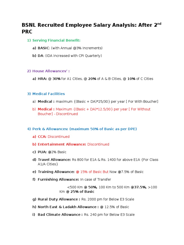 BSNL DR JTO Salary Analysis After 2nd PRC PDF Pension Social Policy